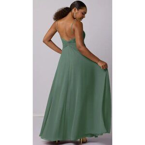 Barbie Azazie A-Line Chiffon Bridesmaid Dress Eucalyptus With Spaghetti Straps